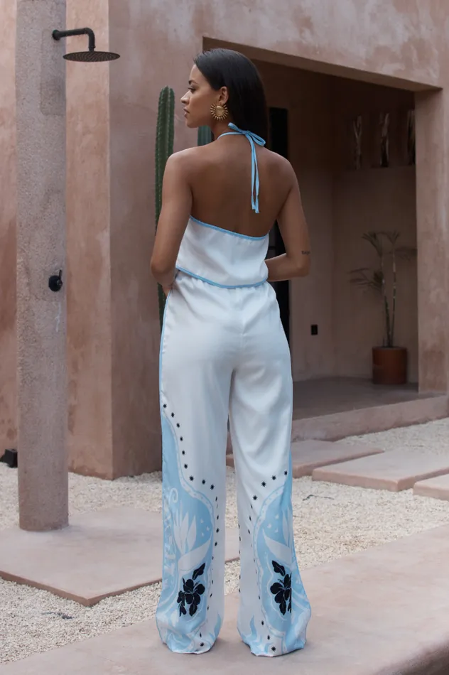 Women Pants Runaway The Label WESTERN PANT Whiteblue