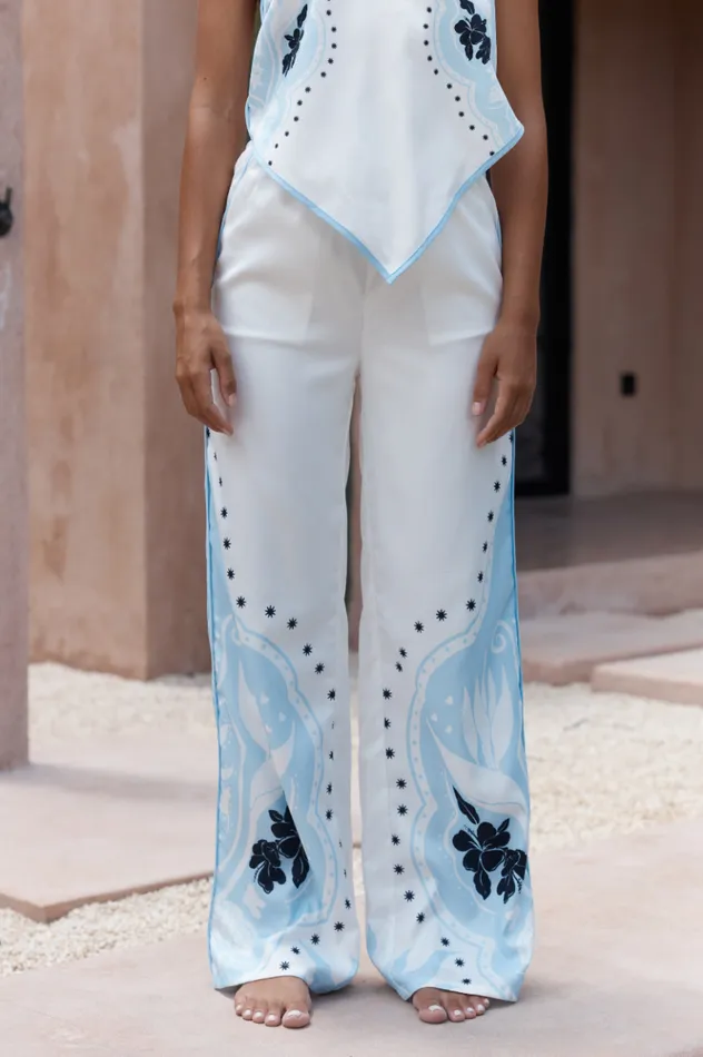 Women Pants Runaway The Label WESTERN PANT Whiteblue