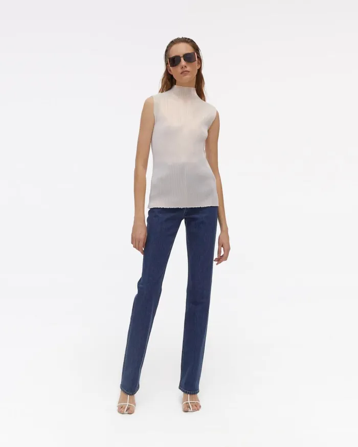 Women Pleated Pearl Lurex Top Pearl Helmut Lang Tops