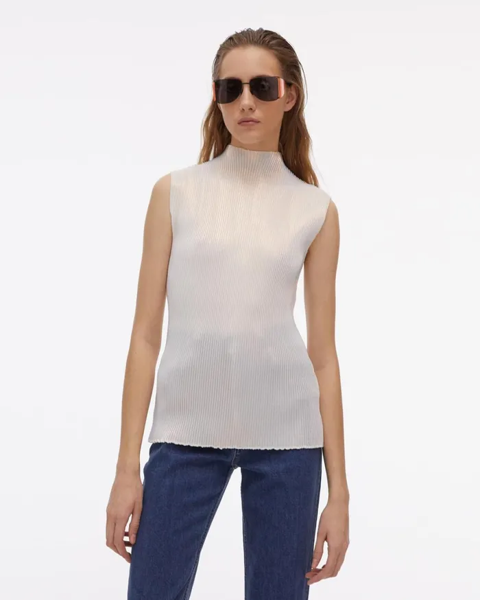 Women Pleated Pearl Lurex Top Pearl Helmut Lang Tops