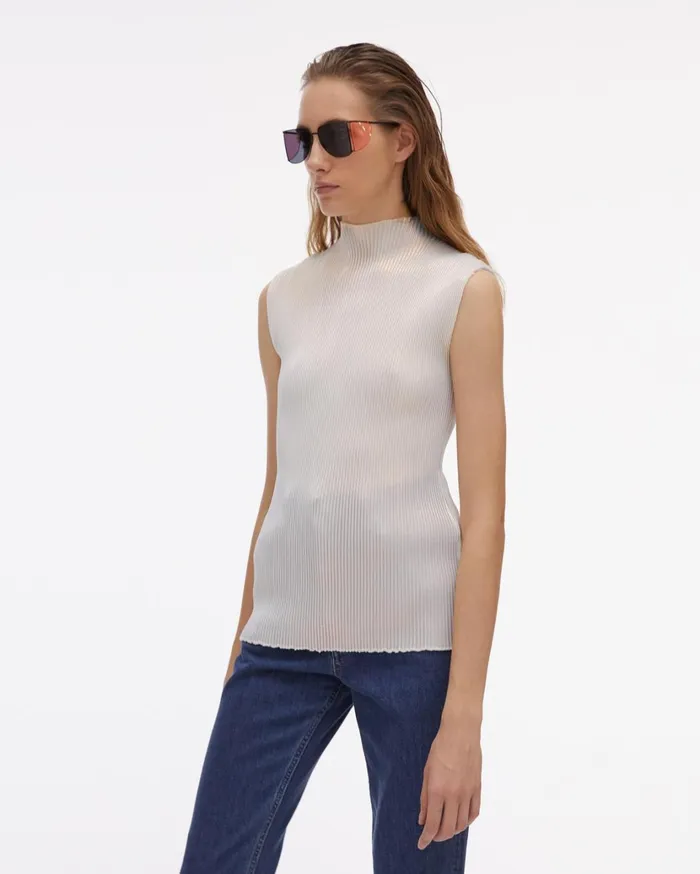 Women Pleated Pearl Lurex Top Pearl Helmut Lang Tops