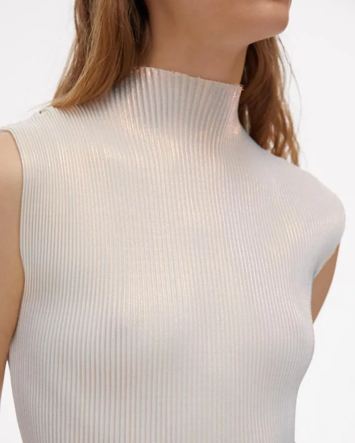Women Pleated Pearl Lurex Top Pearl Helmut Lang Tops