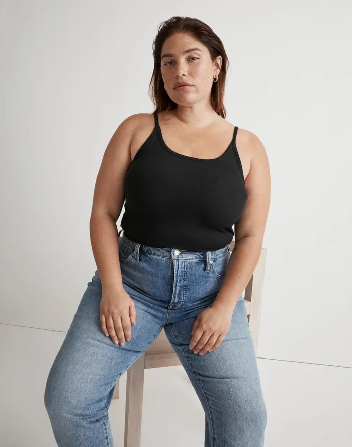 Women Plus Supima Rib 03990s Tank True Black Madewell Tees