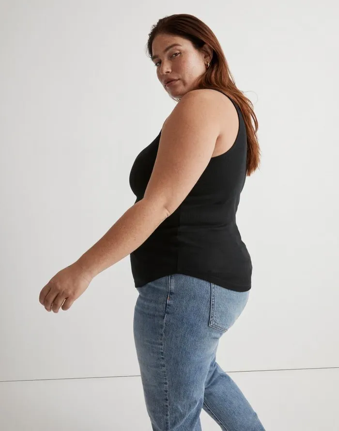 Women Plus Supima Rib 03990s Tank True Black Madewell Tees