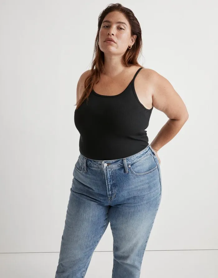 Women Plus Supima Rib 03990s Tank True Black Madewell Tees