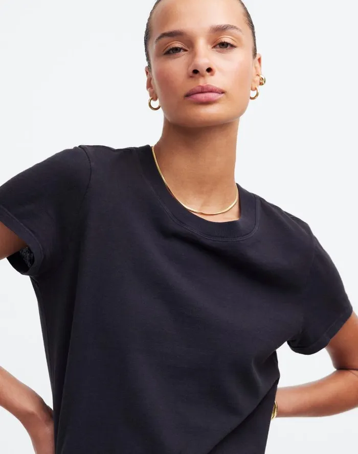 Women Premium Standard 01 The Shrunken Tee Black Charcoal Madewell Tees