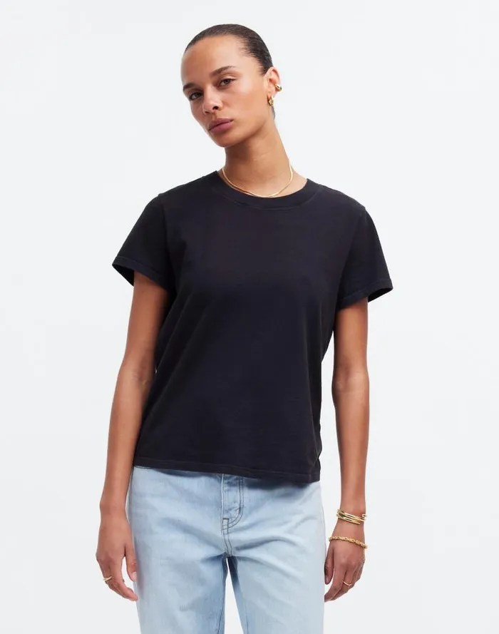 Women Premium Standard 01 The Shrunken Tee Black Charcoal Madewell Tees