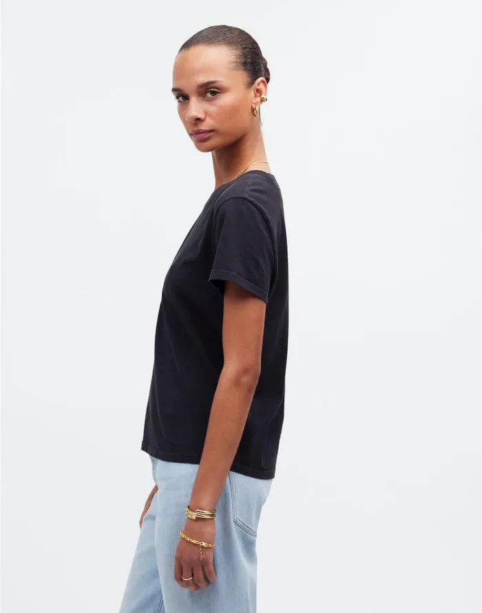 Women Premium Standard 01 The Shrunken Tee Black Charcoal Madewell Tees