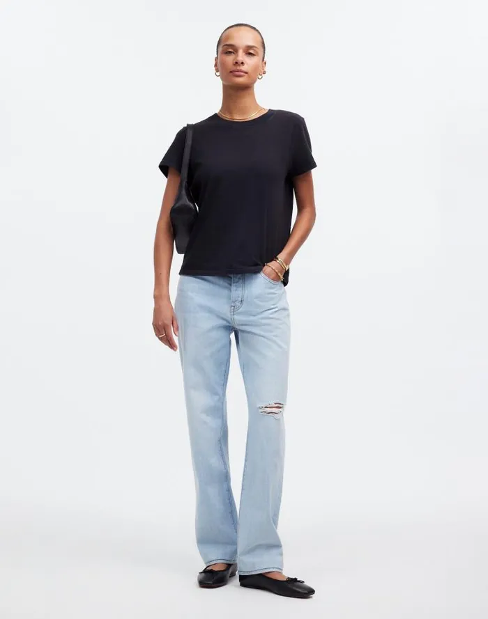 Women Premium Standard 01 The Shrunken Tee Black Charcoal Madewell Tees