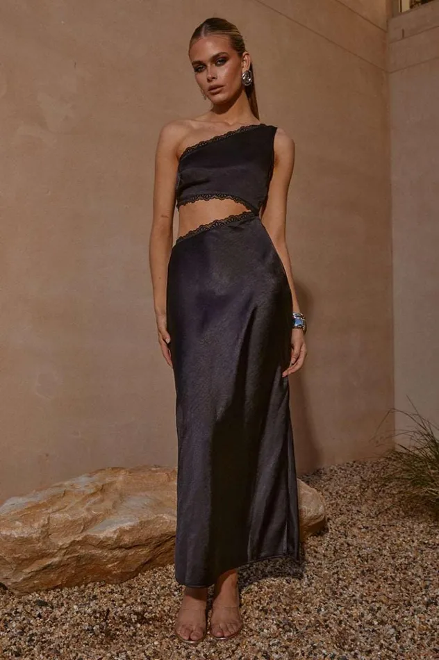Women Race Day Dresses Runaway The Label ALTA LONG MIDI DRESS Black