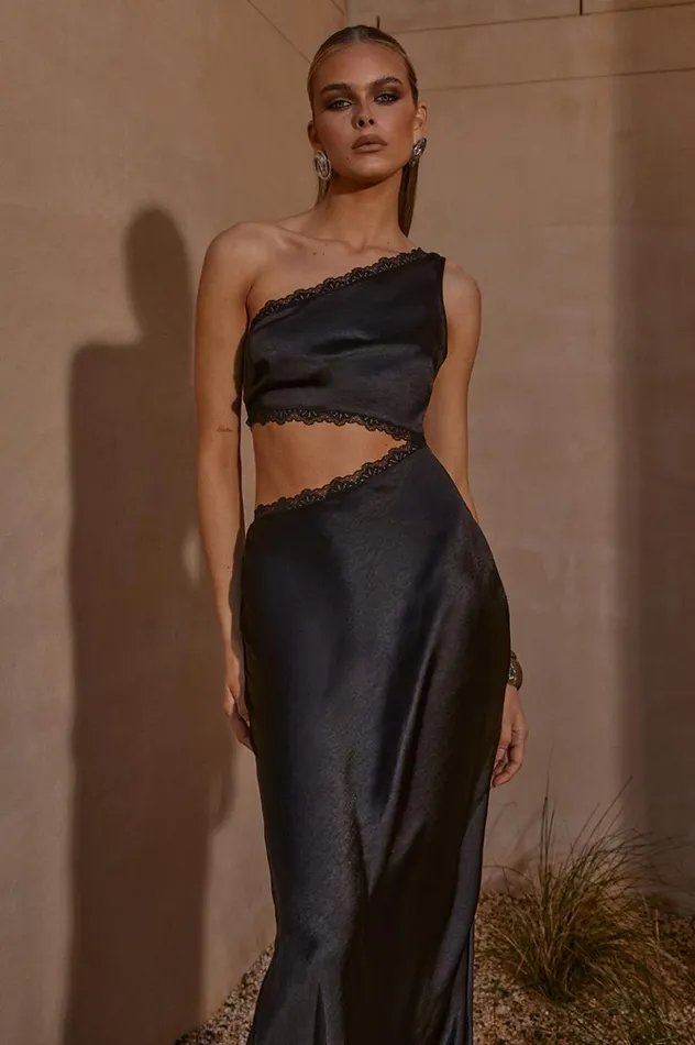 Women Race Day Dresses Runaway The Label ALTA LONG MIDI DRESS Black