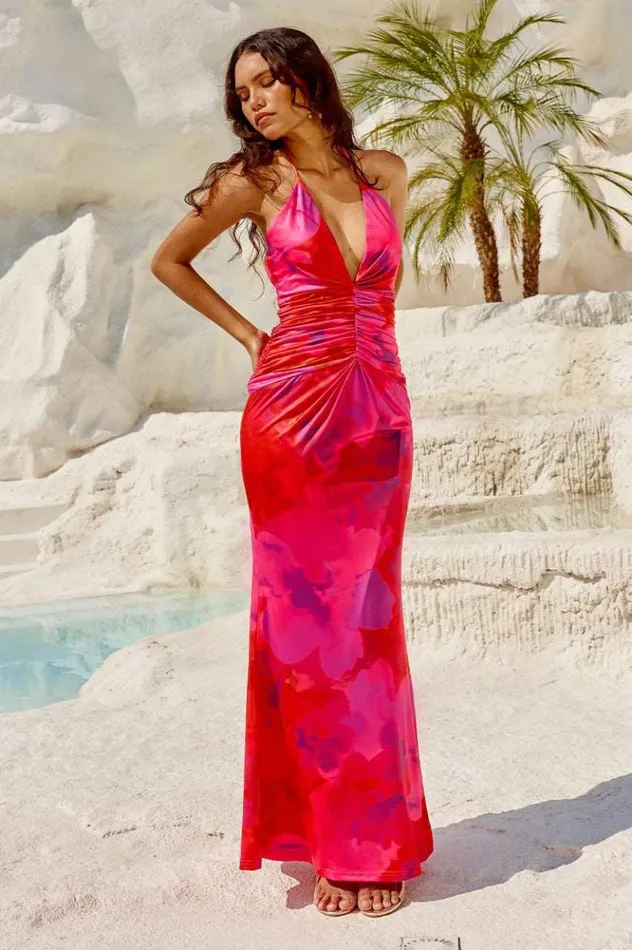 Women Race Day Dresses Runaway The Label ARQUETTE MAXI DRESS Sangria