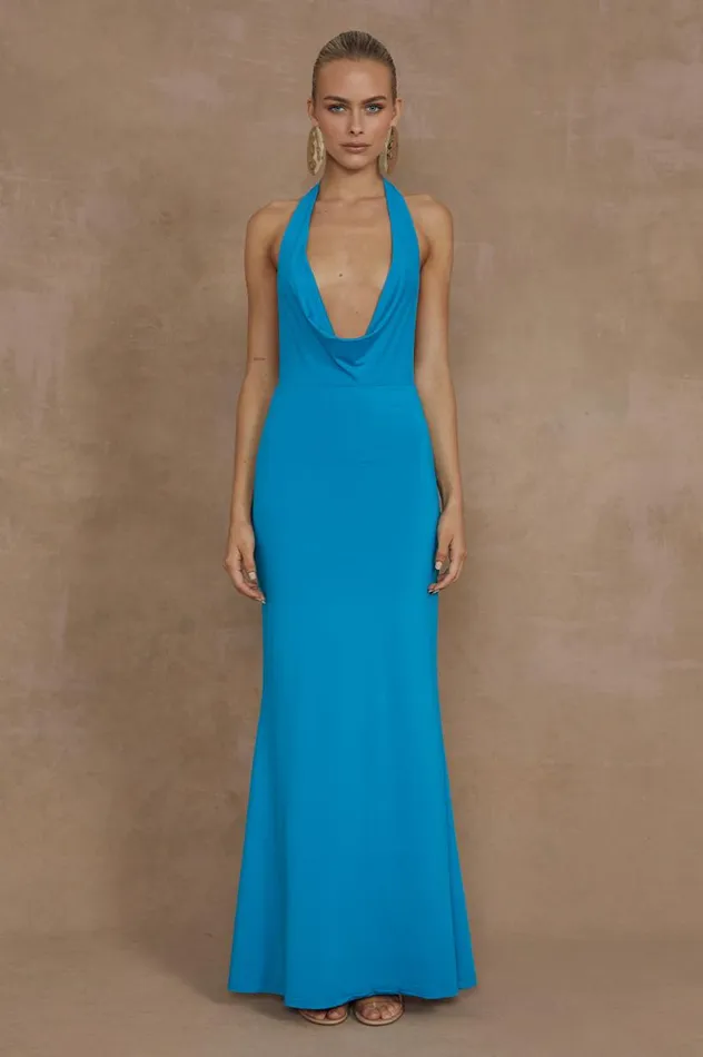 Women Race Day Dresses Runaway The Label LORITA MAXI DRESS Aqua