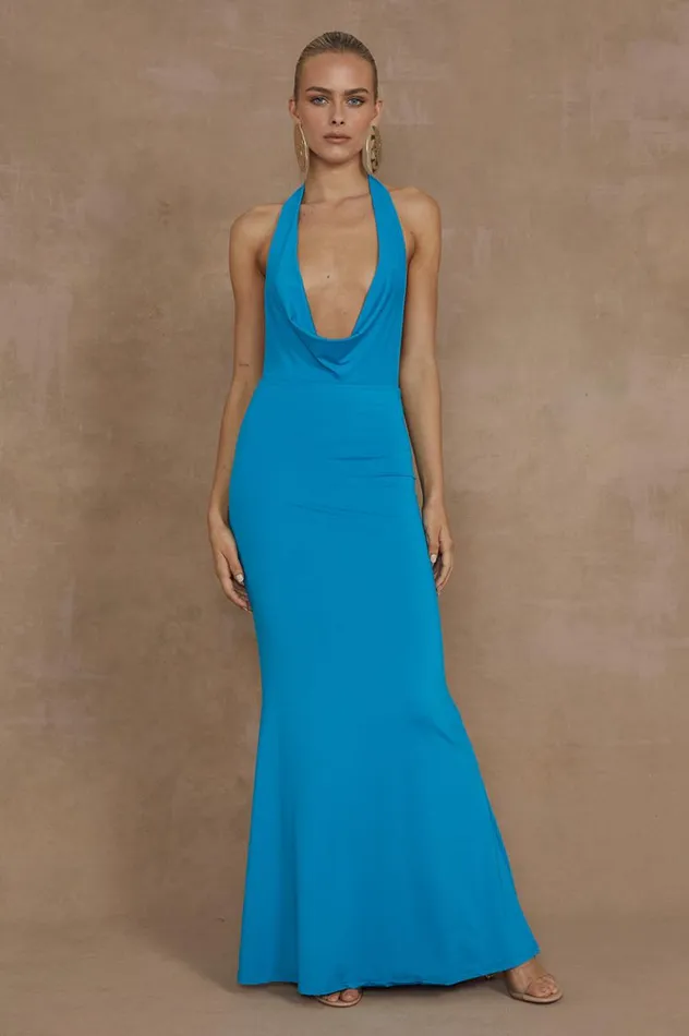 Women Race Day Dresses Runaway The Label LORITA MAXI DRESS Aqua