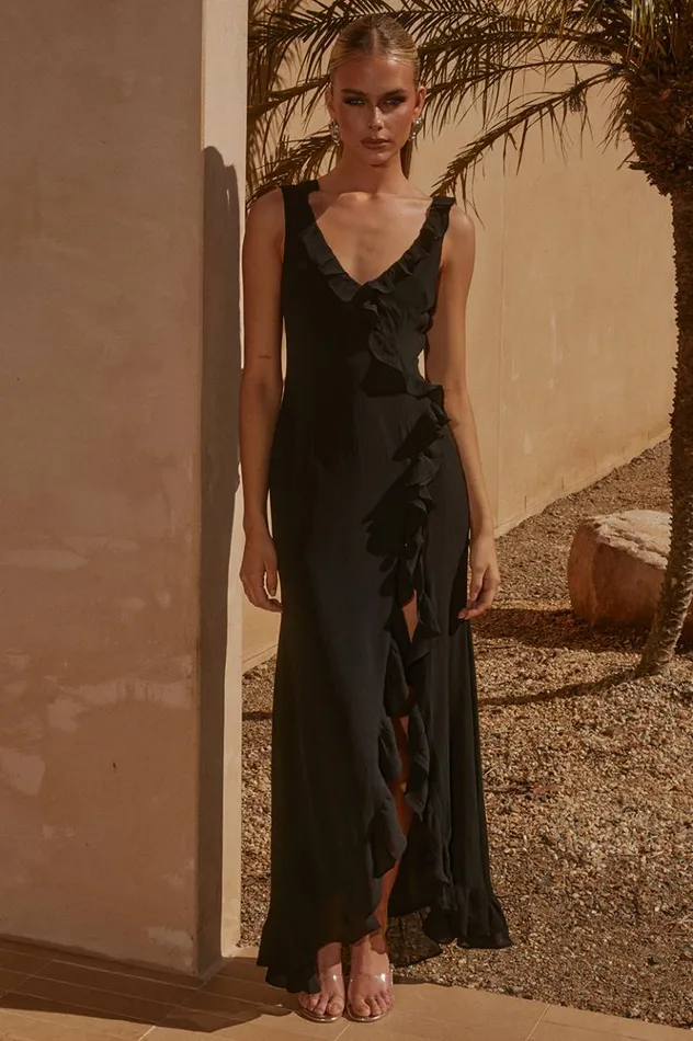 Women Race Day Dresses Runaway The Label SUZANNAH MAXI DRESS Black