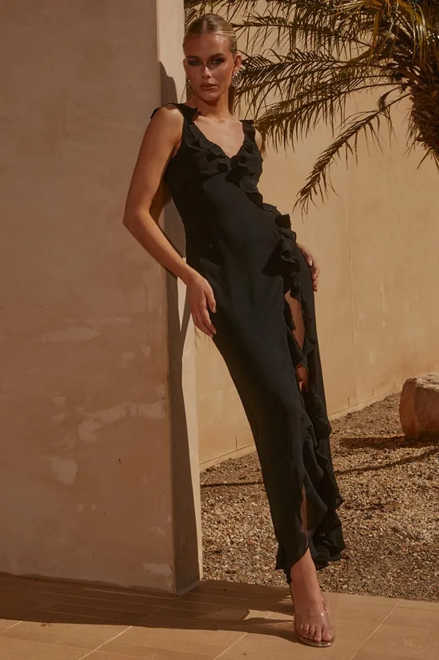Women Race Day Dresses Runaway The Label SUZANNAH MAXI DRESS Black