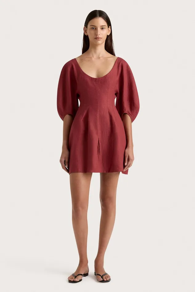Women Raynara Mini Dress Wine Faithfull The Brand Dresses