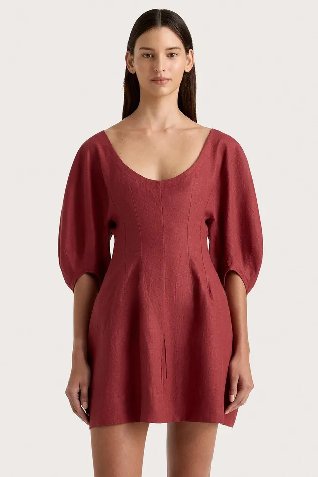 Women Raynara Mini Dress Wine Faithfull The Brand Dresses Women Raynara Mini Dress Wine Faithfull The Brand Dresses