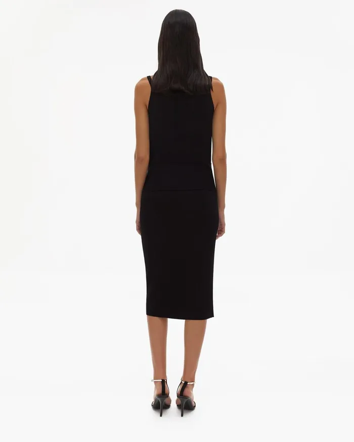 Women Rayon Tie Waist Dress Black Helmut Lang Dresses