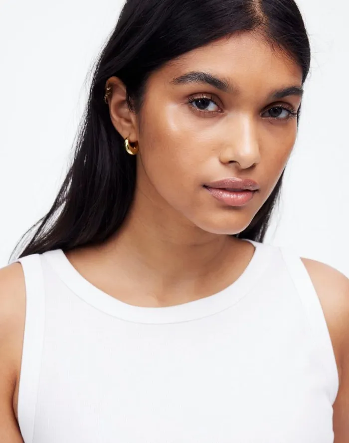 Women Regenerative Cotton Ribbed High Neck Tank White Madewell Tees
