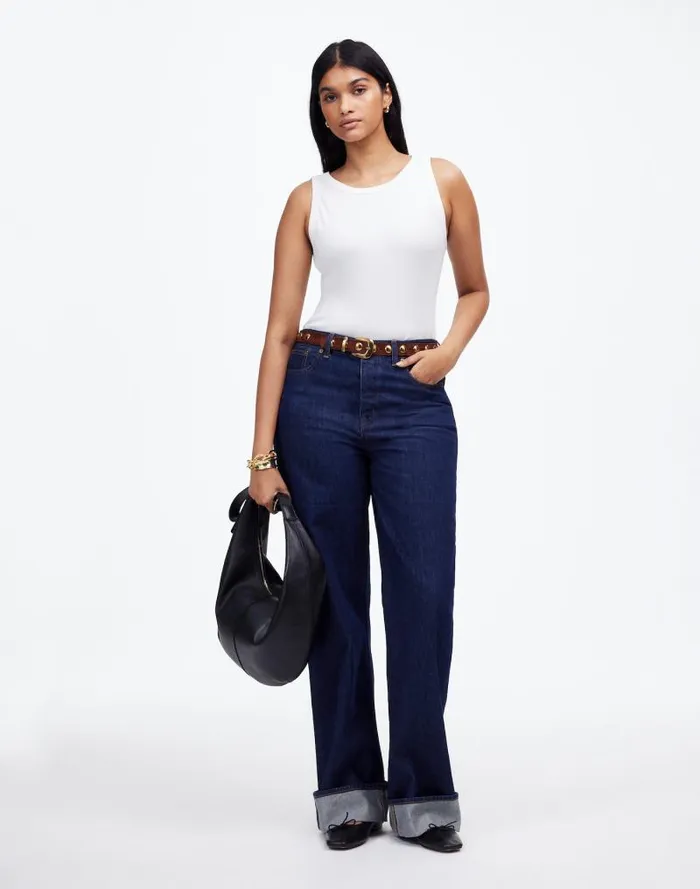 Women Regenerative Cotton Ribbed High Neck Tank White Madewell Tees