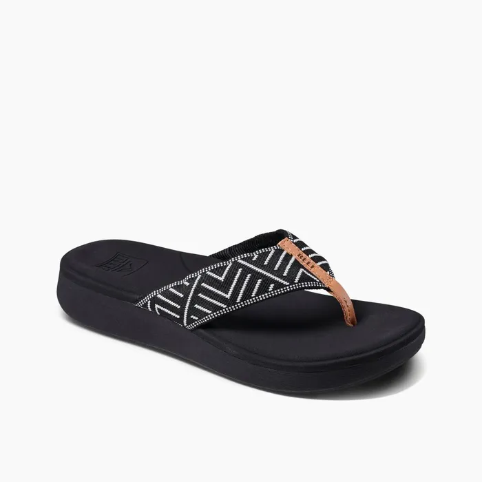 Women Reef Flip Flops Cushion Cloud Textile Black Geo Women Reef Flip Flops Cushion Cloud Textile Black Geo