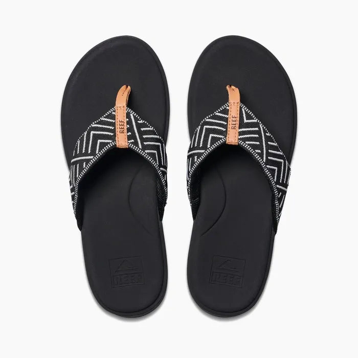 Women Reef Flip Flops Cushion Cloud Textile Black Geo Women Reef Flip Flops Cushion Cloud Textile Black Geo