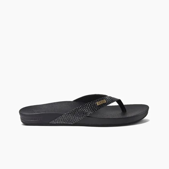 Women Reef Sandals Cushion Court Black Sassy