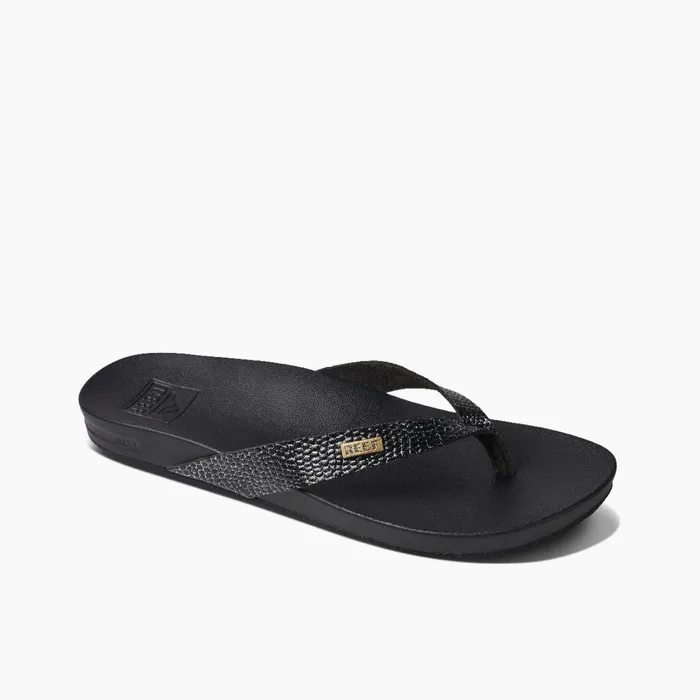 Women Reef Sandals Cushion Court Black Sassy Women Reef Sandals Cushion Court Black Sassy
