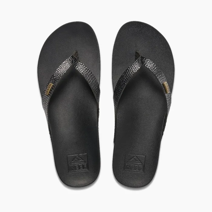 Women Reef Sandals Cushion Court Black Sassy Women Reef Sandals Cushion Court Black Sassy
