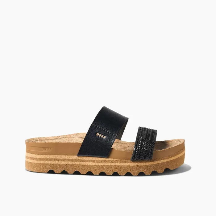 Women Reef Sandals Cushion Vista Hi Black Braid