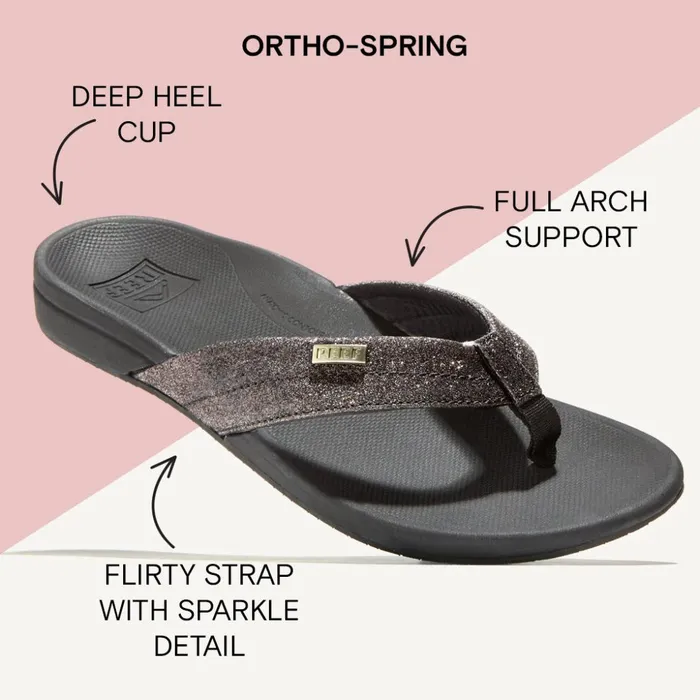 Women Reef Sandals OrthoSpring Blackblack Glitter Women Reef Sandals OrthoSpring Blackblack Glitter