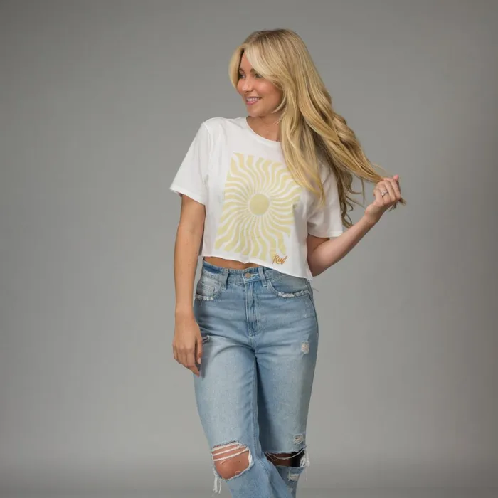 Women Reef TShirts Tanks and Dresses Arya Crop Crew Tee Marshmallow