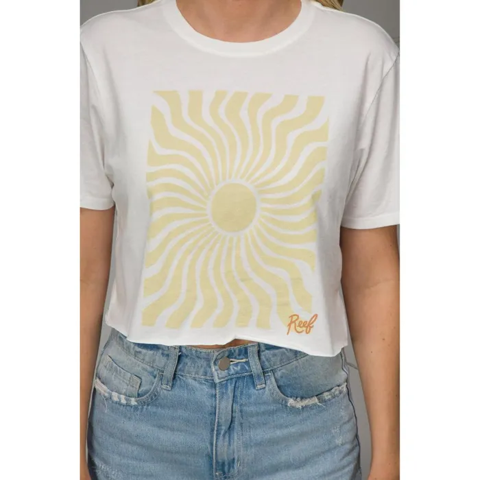 Women Reef TShirts Tanks and Dresses Arya Crop Crew Tee Marshmallow