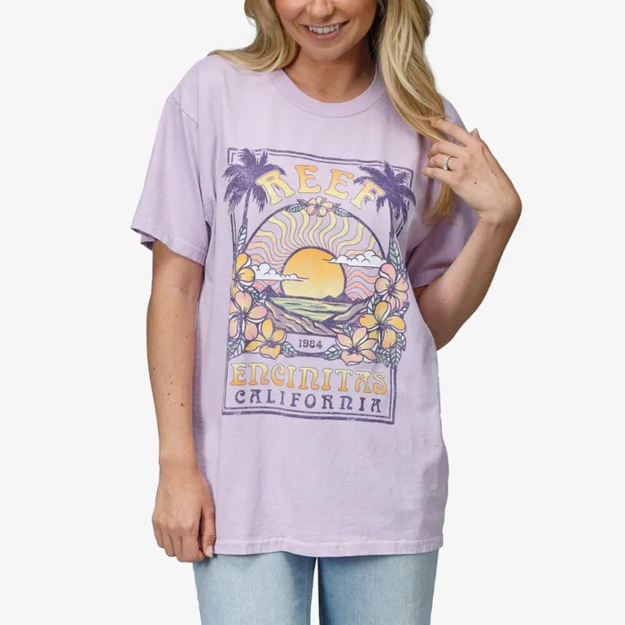 Women Reef TShirts Tanks and Dresses Boyfriend Tee Lavendar Frost