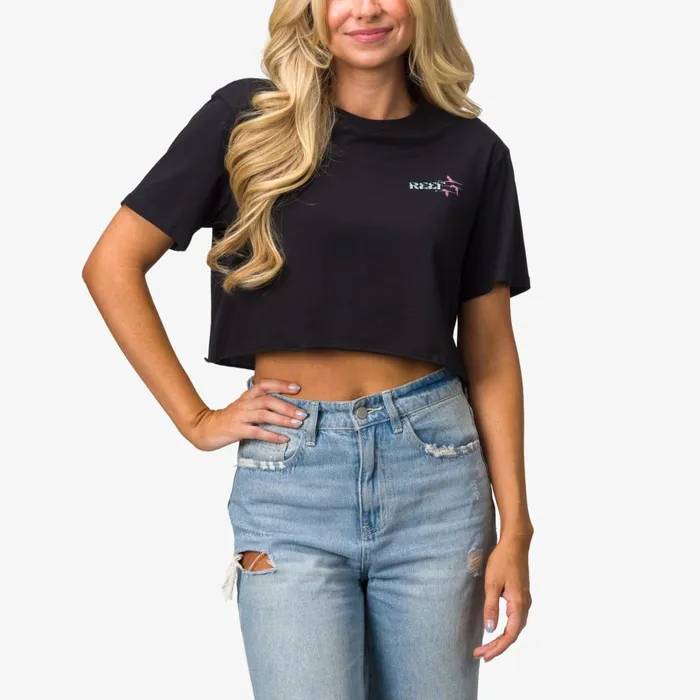 Women Reef TShirts Tanks and Dresses Flamazing Crop Tee Caviar Women Reef TShirts Tanks and Dresses Flamazing Crop Tee Caviar