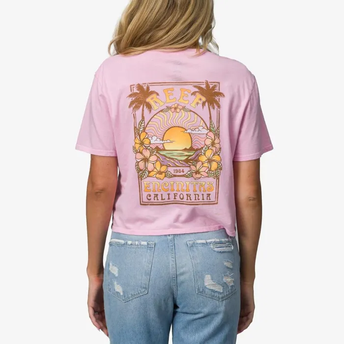 Women Reef TShirts Tanks and Dresses Super Crop Tee Pink