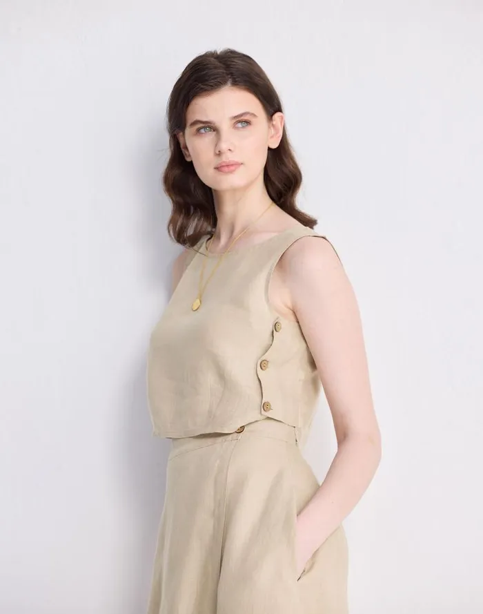 Women Reistor Boxy 100 Hemp Crop Top In Neutral Beige Beige Madewell Tops and Shirts
