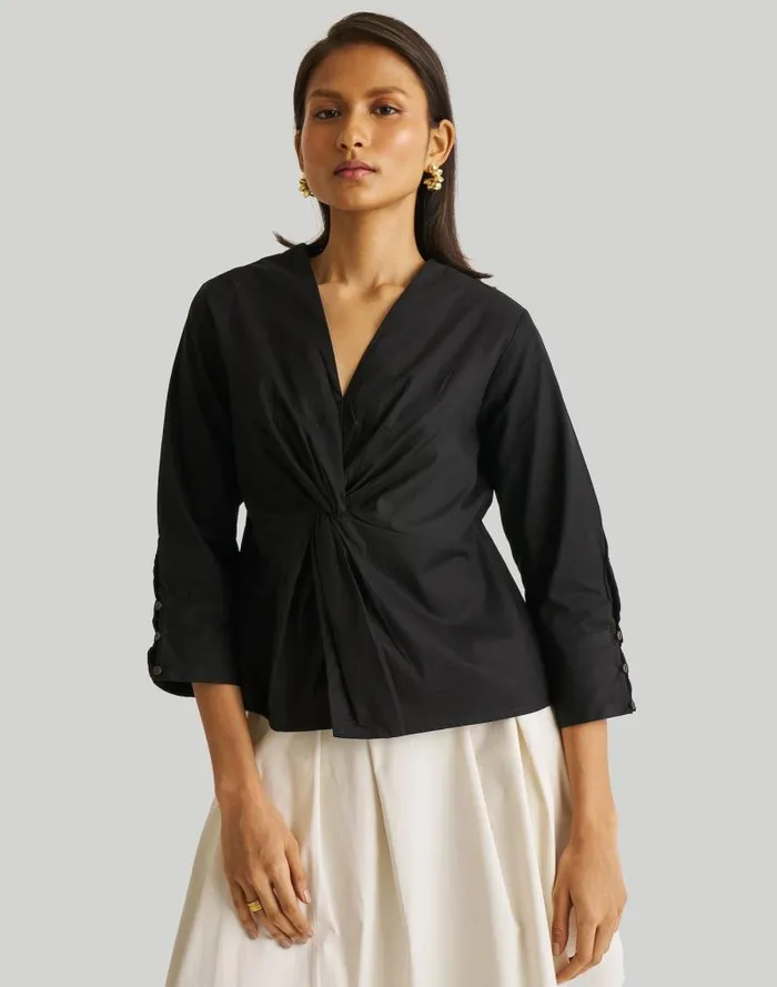 Women Reistor Front Twist Top Black Madewell Tops and Shirts