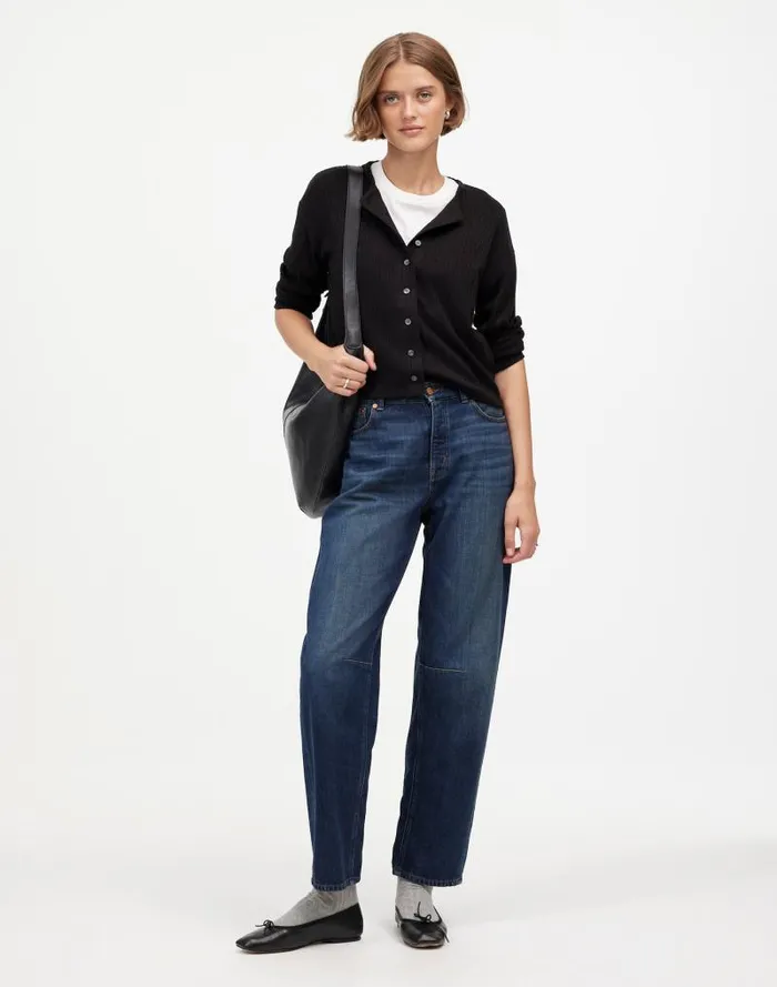Women Relaxed ButtonFront Cardigan Jet Black Madewell Tees