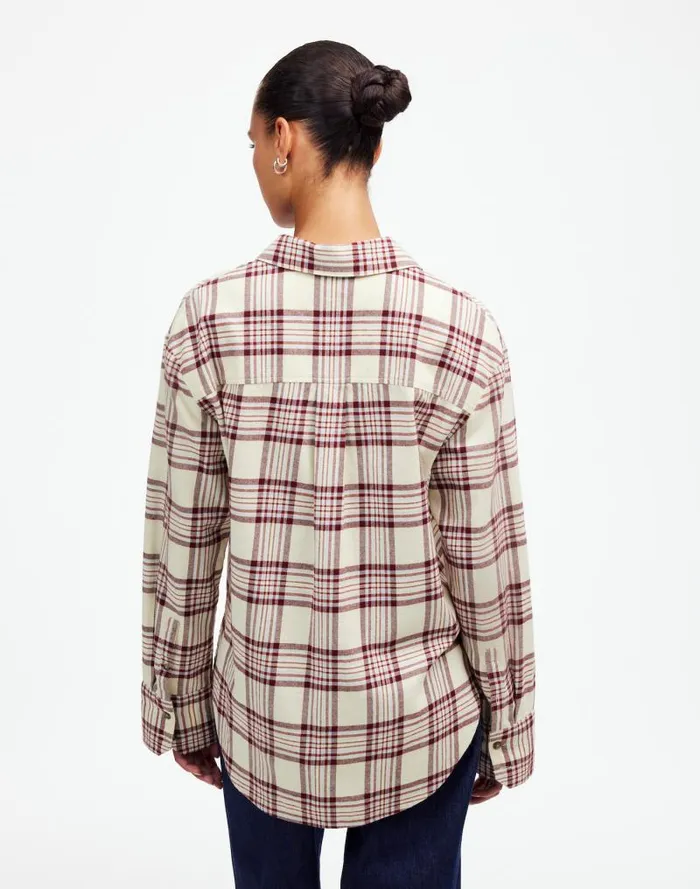 Women Relaxed StraightHem ButtonUp Shirt In Plaid Alabaster Madewell Tops and Shirts