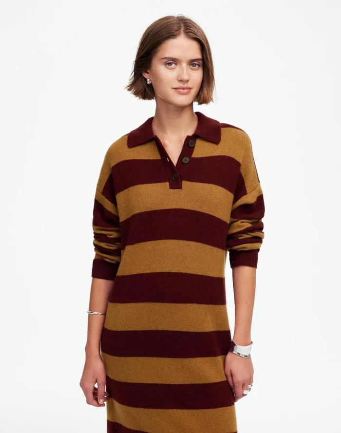 Women Relaxed Sweater Dress In Stripe Htr Aroma Stripe Madewell Dresses