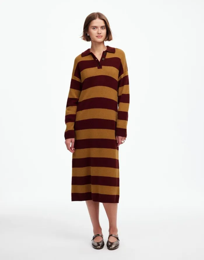 Women Relaxed Sweater Dress In Stripe Htr Aroma Stripe Madewell Dresses