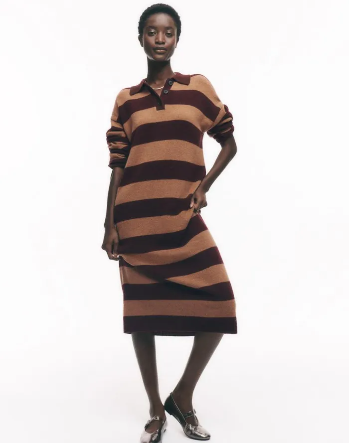 Women Relaxed Sweater Dress In Stripe Htr Aroma Stripe Madewell Dresses