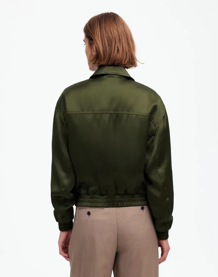 Women Relaxed ZipFront Bomber Jacket Mossy Umber Madewell Coats Jackets