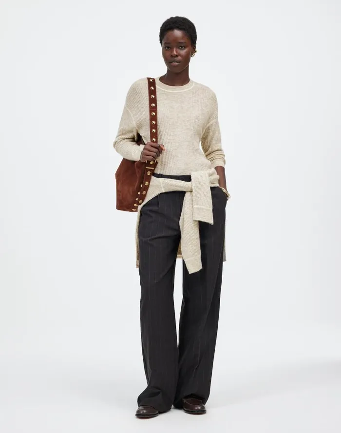 Women Ribbed AlpacaBlend Crewneck Sweater Hthr Stone Madewell Sweaters