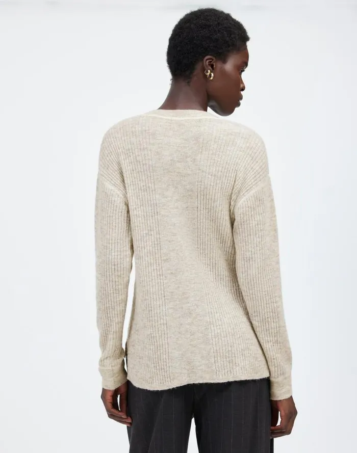 Women Ribbed AlpacaBlend Crewneck Sweater Hthr Stone Madewell Sweaters