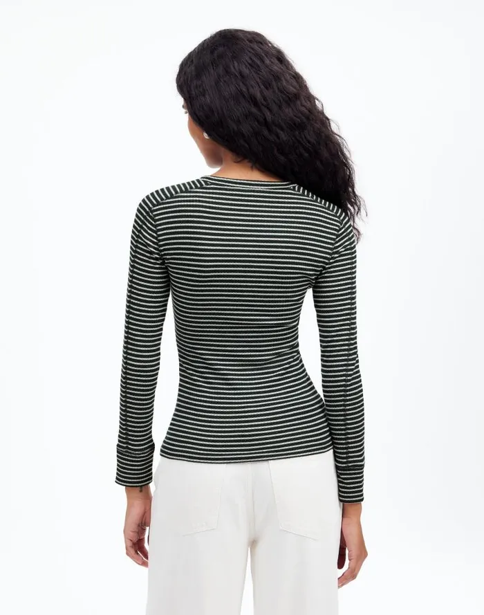 Women Ribbed Crewneck LongSleeve Tee Luxury Forest Madewell Tees