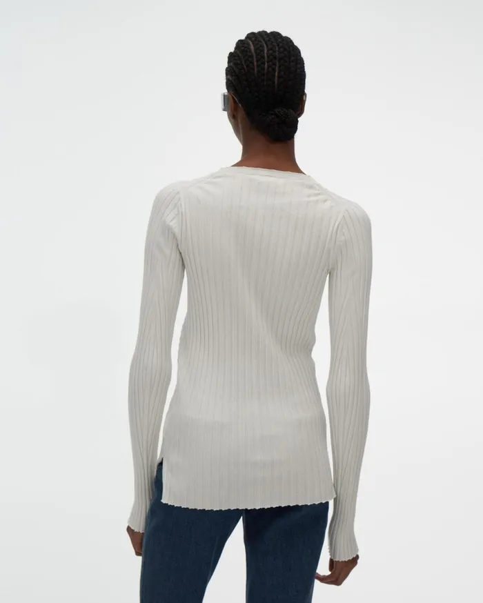 Women Ribbed Crewneck Sweater White Helmut Lang Sweaters