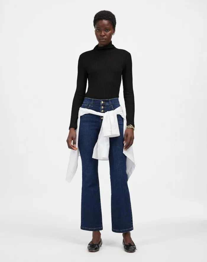 Women Ribbed Turtleneck LongSleeve Tee Jet Black Madewell Tees